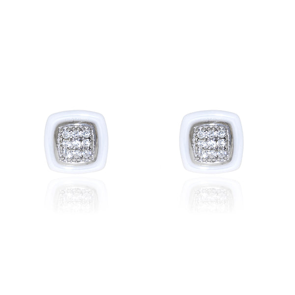 Orecchini Quadrato Zircone Argento Sterling 925 brillante