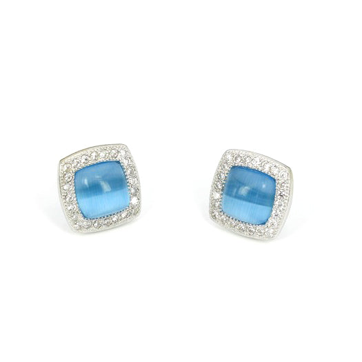 Pendientes Plata cuadrados con piedra azul