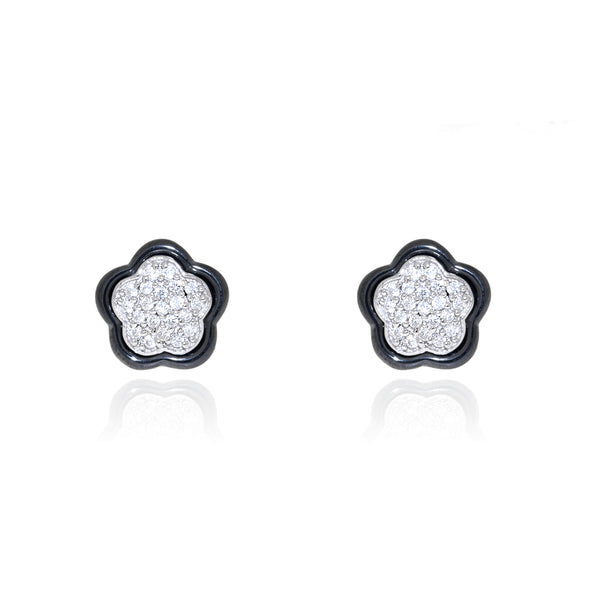 Orecchini Fiore Zircone Argento Sterling 925 brillante