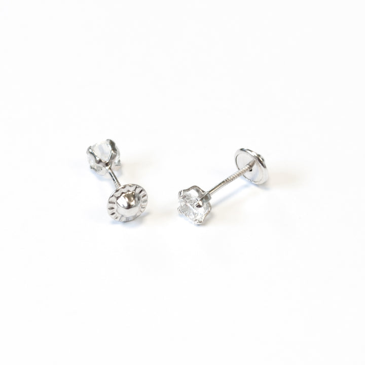 Pendientes Plata Bebe o niña de Garra con circonita 4 mm