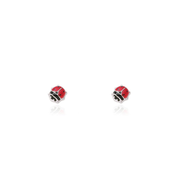 Orecchini Smalto Rosso-Nero Coccinella Argento Sterling 925 brillante