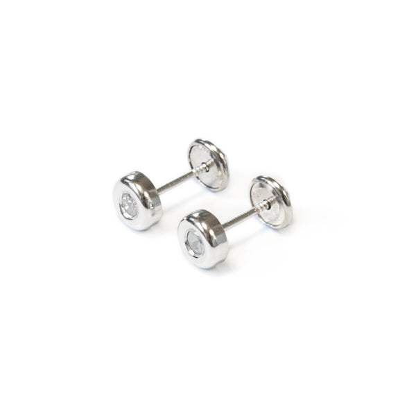 Orecchini Tondi Con Zircone 2,5 Mm In Argento Sterling 925 - Mondepetit, In Scatola Regalo