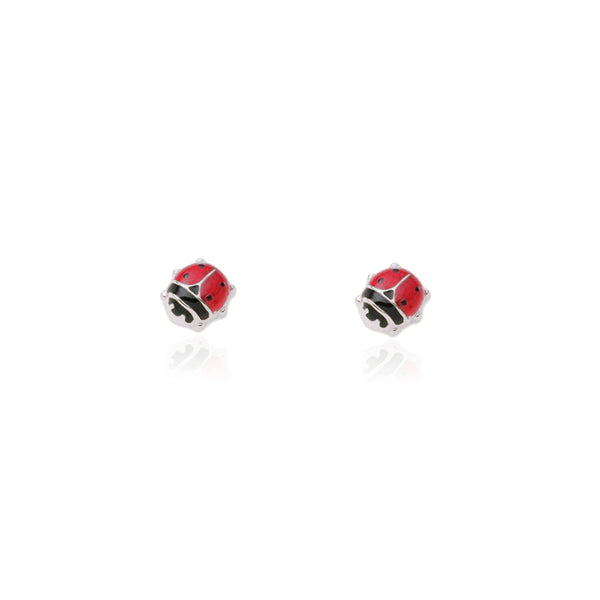 Orecchini Smalto Rosso-Nero Coccinella Argento Sterling 925 brillante