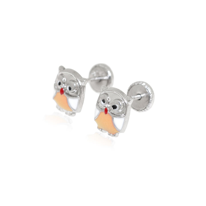 Pendientes Plata Buhos en naranja