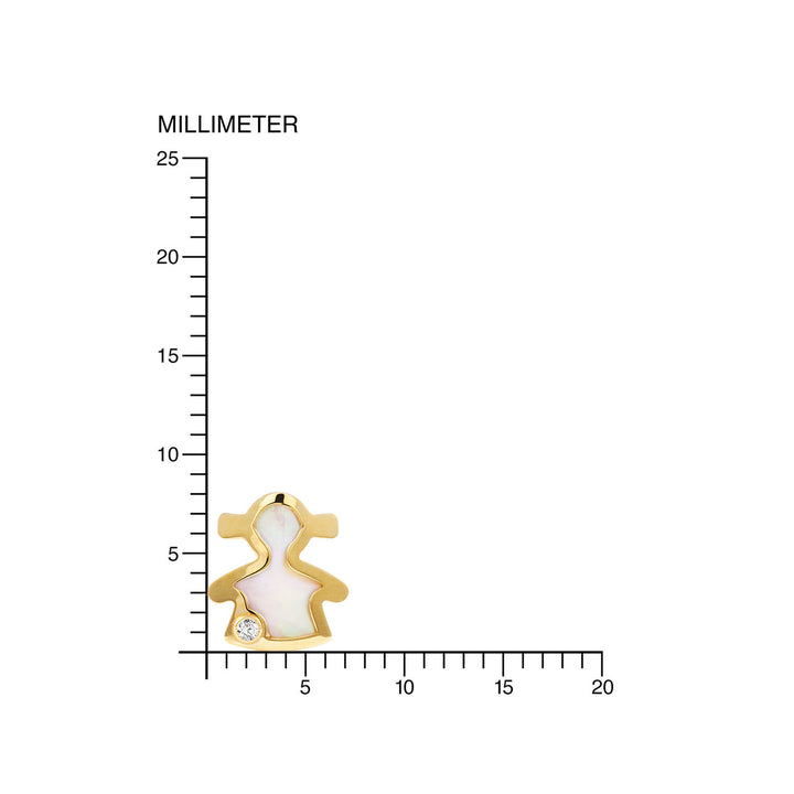Pendientes niña Muñeca con nacar (9Kts)