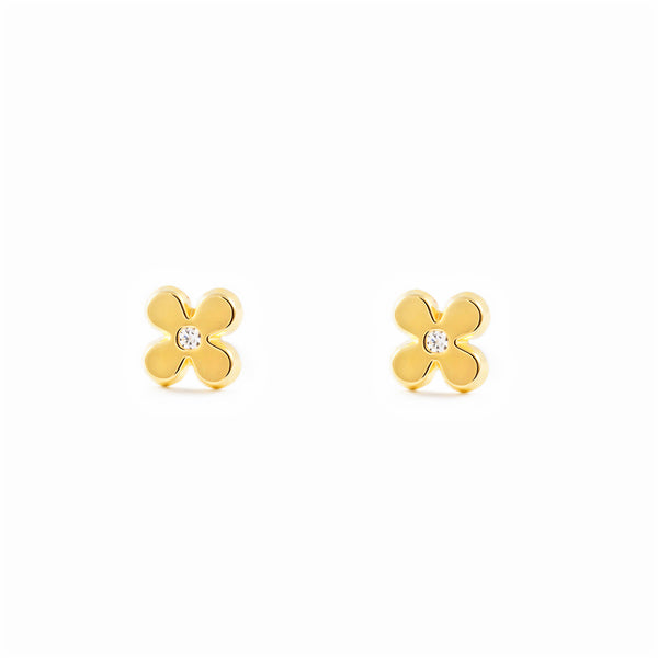 Orecchini ragazza Fiore Zircone Oro Giallo 18K