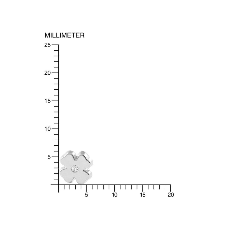 Pendientes Niña Oro Blanco Trebol cuatro hojas y circon (9 Kts.)