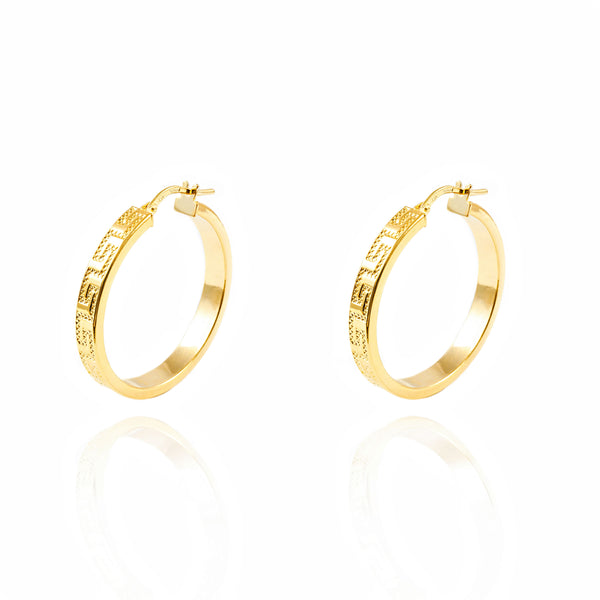 Orecchini Greca Cerchi 28x4 mm Oro Giallo 18K