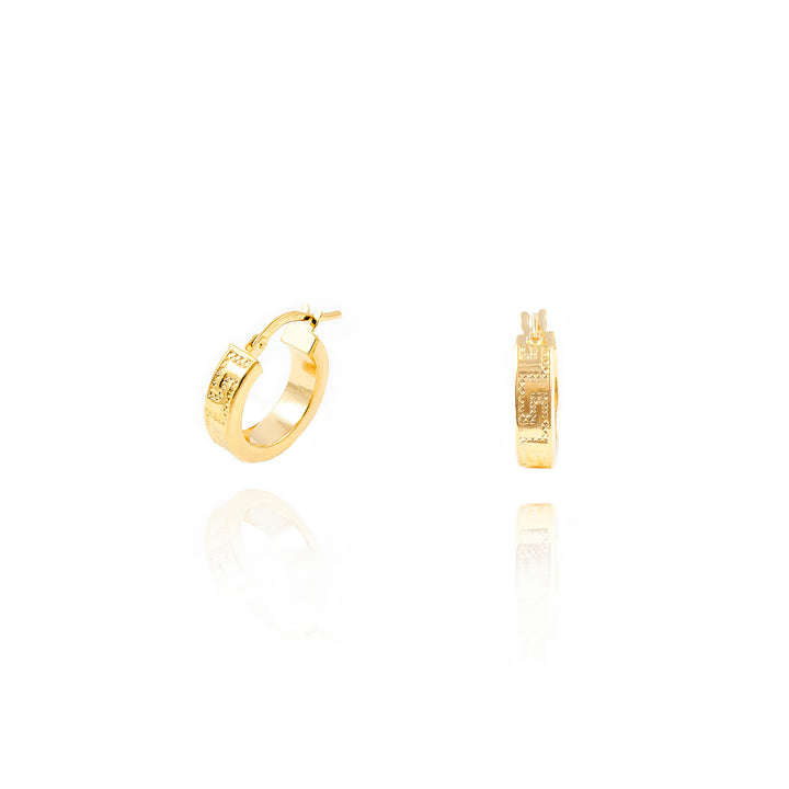 Pendientes Oro Aro liso cuadrado Greca 15x4 mm