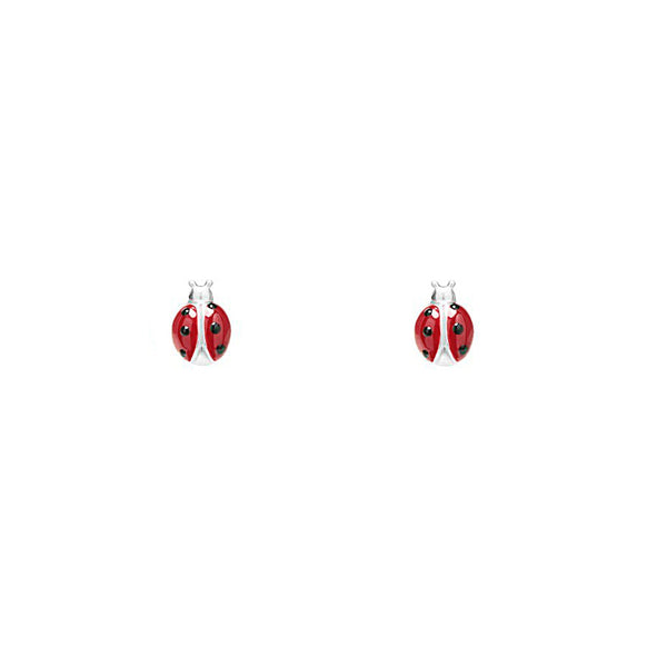 Orecchini Smalto Rosso-Nero Coccinella Argento Sterling 925 brillante