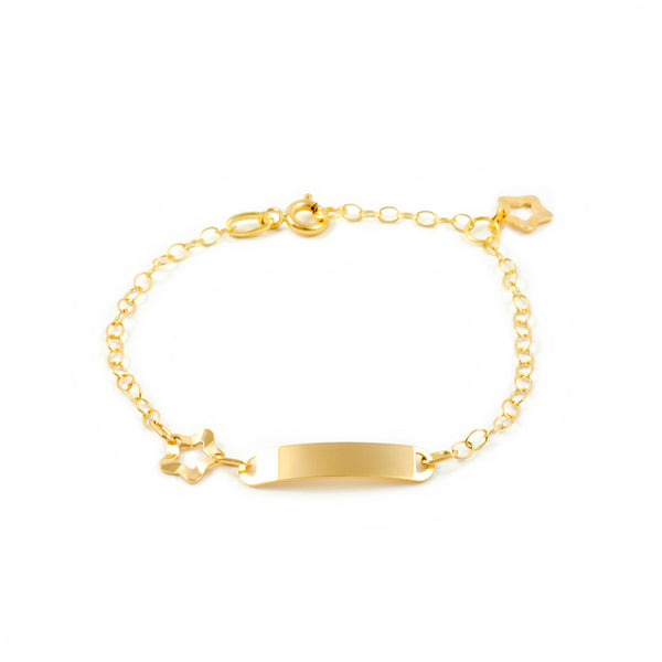 Bracciale Ragazza Oro Giallo 18K Personalizzata Schiava Stella Brillantezza Texture 14 cm