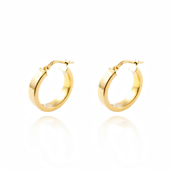 Orecchini Rettangolari Cerchi 18x4 mm Oro Giallo 18K