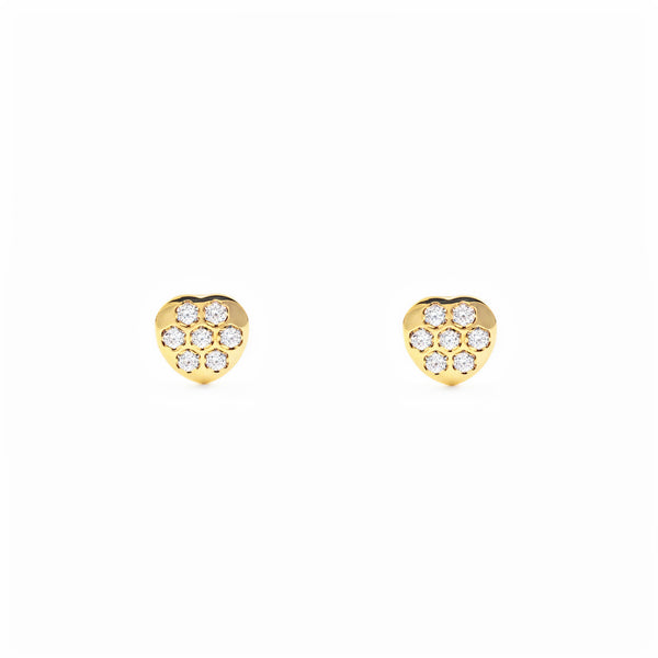 Orecchini ragazza Cuore Zircone Oro Giallo 18K