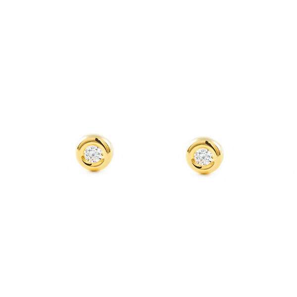 Orecchini ragazza Rotondo Zircone 2,5 mm Oro Giallo 18K