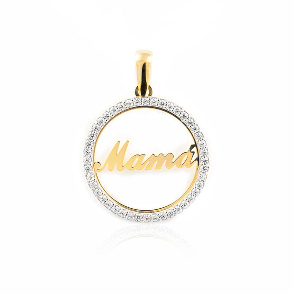 Pendente ciondolo brillante Mama Zircone Bicolore 18K