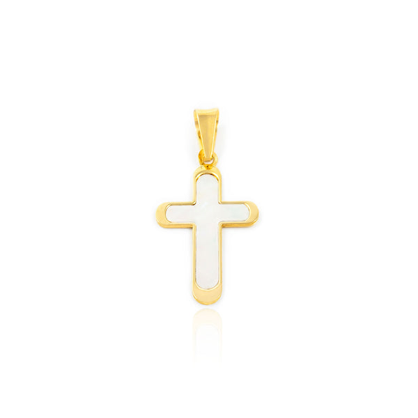 Croce religiosa pendente Madreperla 18x12 mm Oro Giallo 18K Brillante