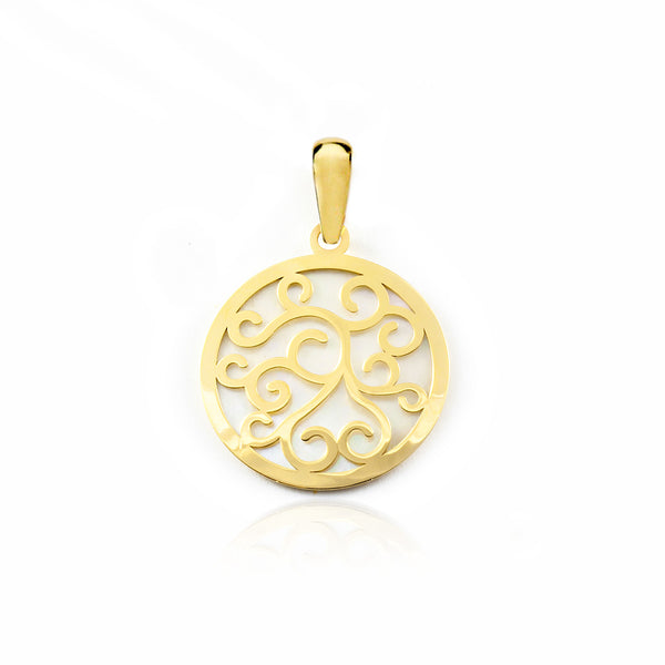 Pendente ciondolo brillante Madreperla spirali Oro Giallo 18K