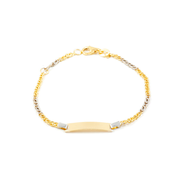 Bracciale ragazza Oro Bicolore 18K Personalizzata Schiava Brillante 15 cm