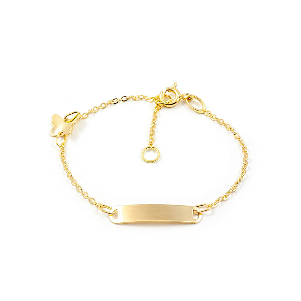 Bracciale Ragazza Oro Giallo 18K Personalizzata Schiava Farfalla Brillante 14 cm