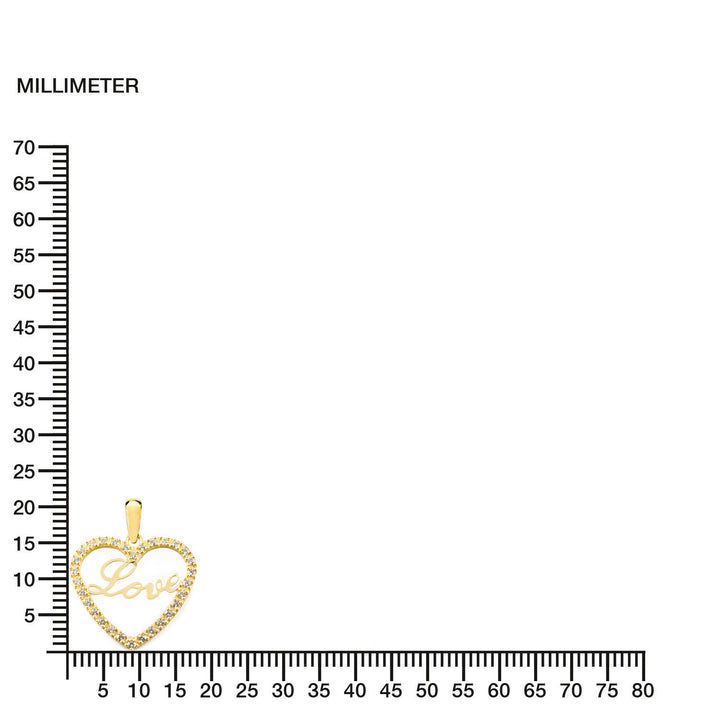Colgante de Oro Amarillo con Corazon "Love" y circonita