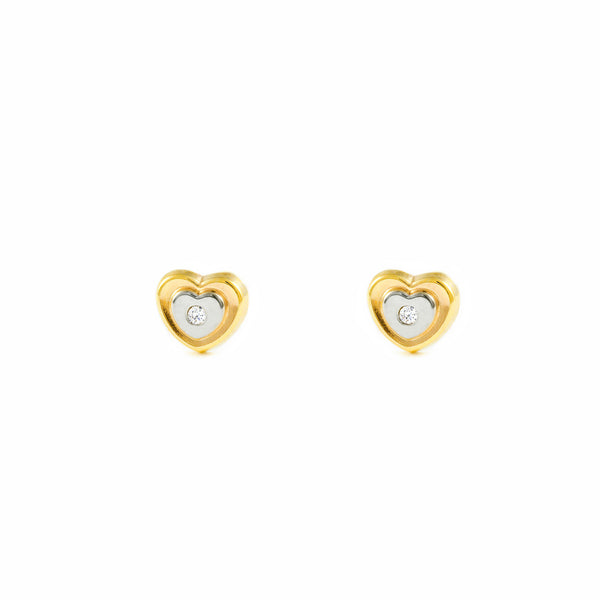 Orecchini ragazza Cuore Zircone Bicolore 9K