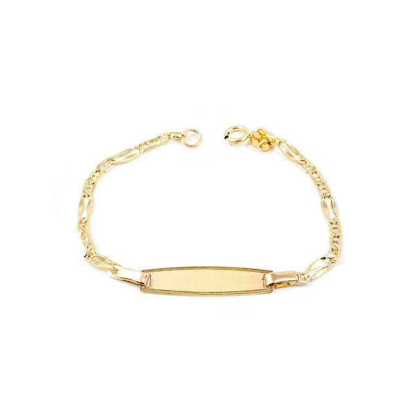 Bracciale Ragazza Oro Giallo 18K Personalizzata Schiava Brillante Bisel 14 cm