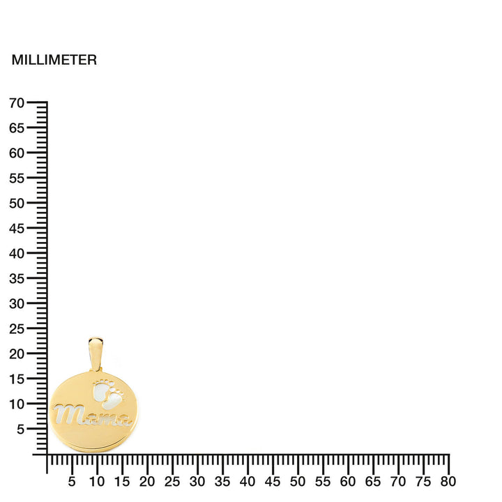 Colgante Oro Redondo Nacar mama y Pies Bebe (9kts)