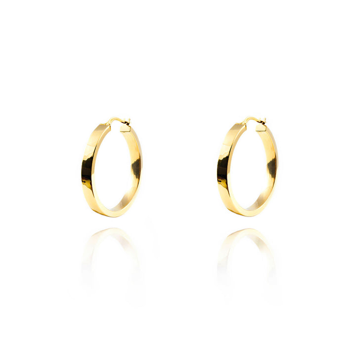 Pendientes Oro Aro liso rectangular 24x4 mm