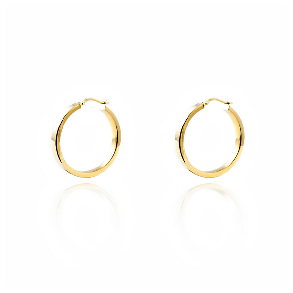 Orecchini Rettangolari Cerchi 24x4 mm Oro Giallo 18K