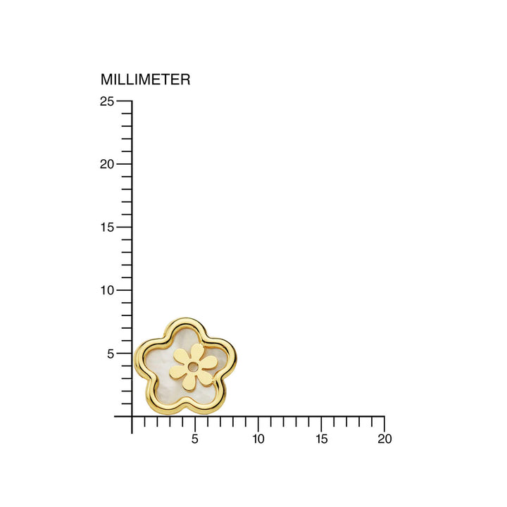 Pendientes Oro Niña margarita con fondo nacar (9kts)