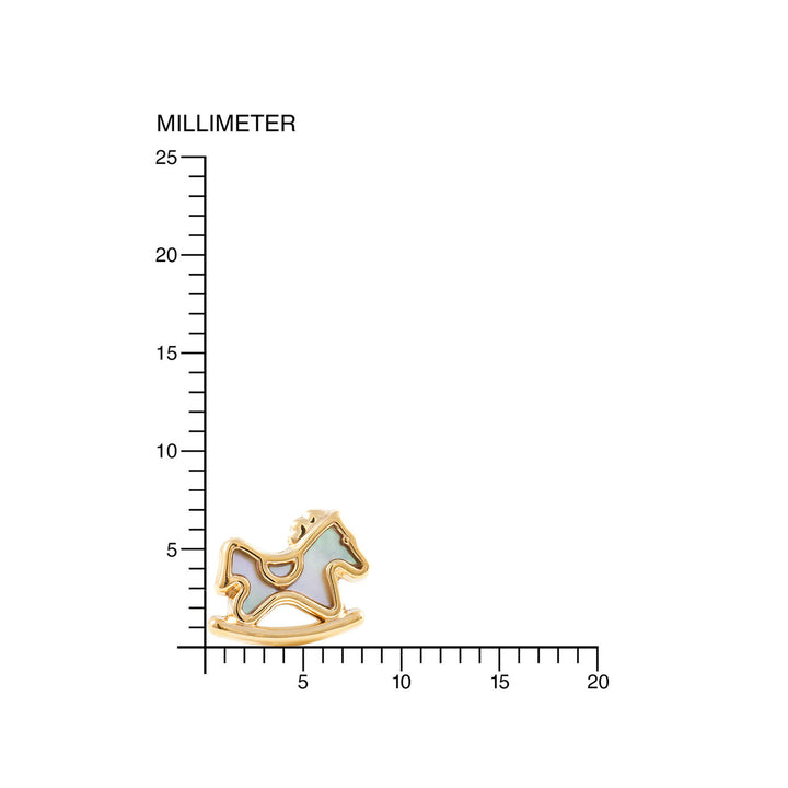 Pendientes niña caballo balancín con fondo nacar (9Kts)