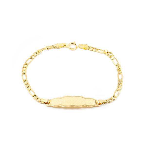 Bracciale Ragazza Oro Giallo 18K Personalizzata Schiava Nuvola Brillante 14 cm