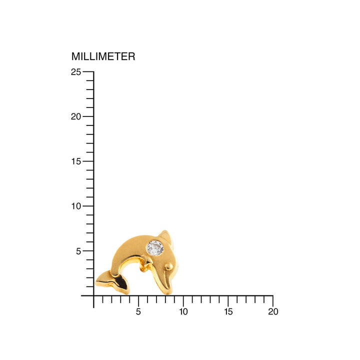 Pendientes Niña Oro Amarillo Delfin grande Circonita (9kts)