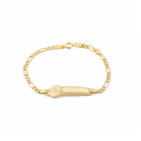 Bracciale Ragazza Oro Giallo 18K Personalizzata Schiava Ciuccio Opaco Brillante 14 cm