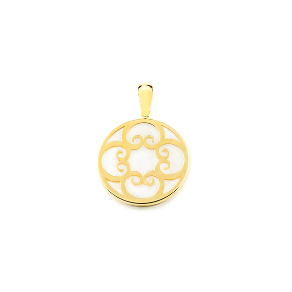 Pendente ciondolo brillante Madreperla spirali Oro Giallo 9K